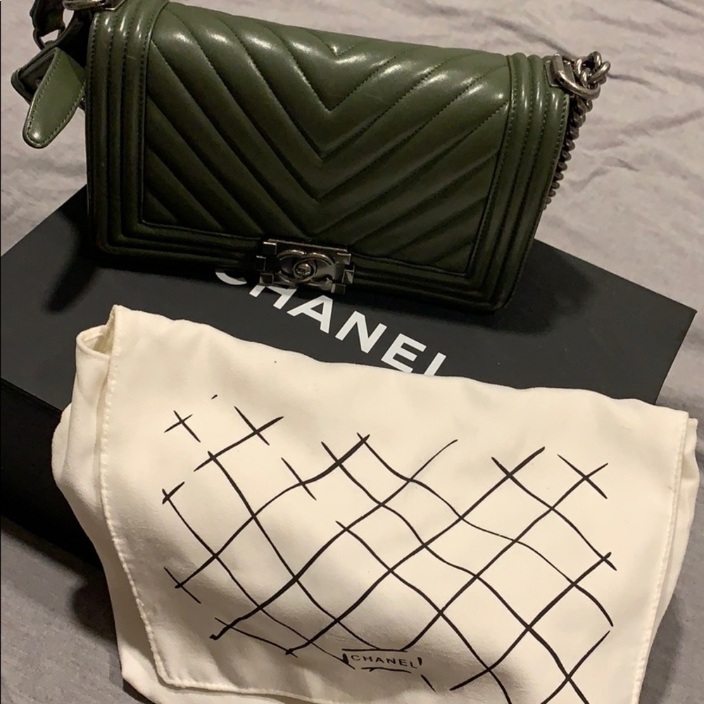 Chanel Boy Bag Olive Green